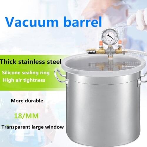 Vacuum Barrel 6L/12L/17L Stainless Steel Vacuum Chamber Vacuum Defoaming Barrel For Epoxy Resin AB Glue