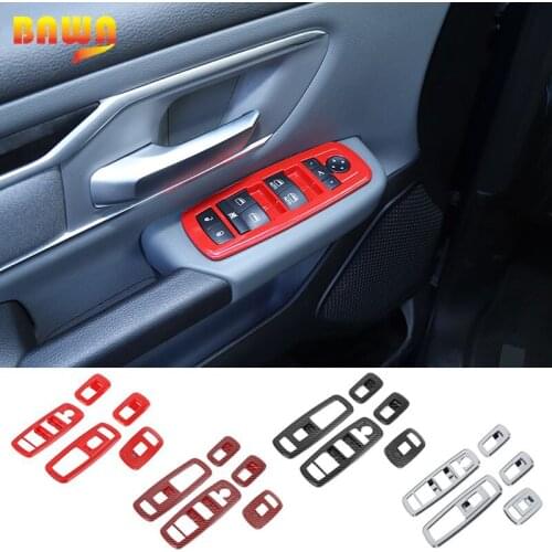 BAWA ABS Interior Mouldings For Dodge Ram 1500 Car Window Control Switch Deceration Cover Sticker For Dodge Ram 1500 2018-2021