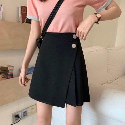 Half-length Skirt Female Summer New Style High Waist Slimming All-match Irregular Short Skirt A-line Skirt Black Bag Hip Skirt
