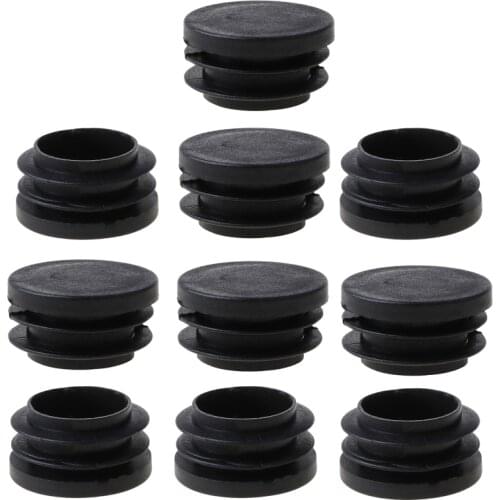 10Pcs Black Plastic Furniture Leg Plug Blanking End Cap Bung For Round Pipe Tube B0KC