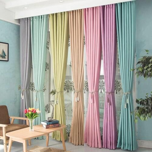 European and American style different colors assorted blackout solid shading curtains bedroom living room curtain screens