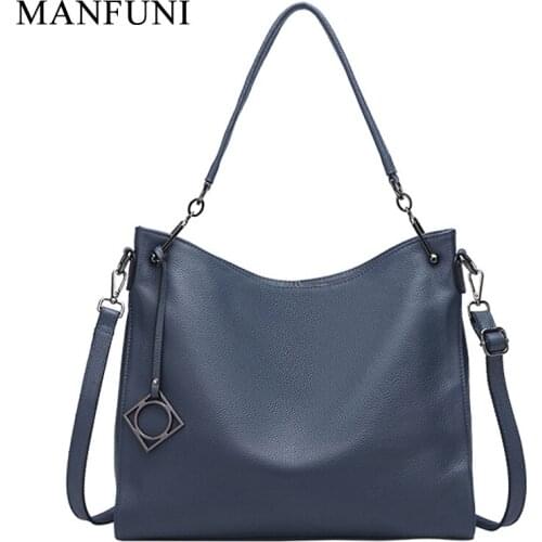 100% Genuine Leather Fashion Women Handbag Ladies Hobo Shoulder Bag Messenger Crossbody Bag Purse Satchel Black