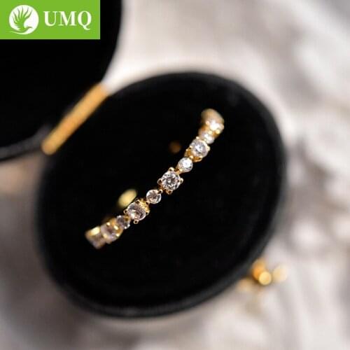 UMQ 100% 925 Sterling Silver Sparkling Diamond Wedding Rings Inlaid Zircon Slim Diamond Tail Ring For Women Fine Jewery Gifts