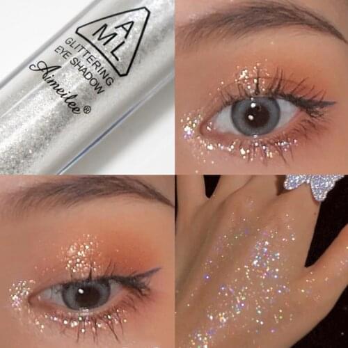 1pcs Pearlescent Shiny Eyeshadow Waterproof Long Lasting Diamond Glitter Liquid Eye Shadow Makeup Highlighter Pigment Cosmetics
