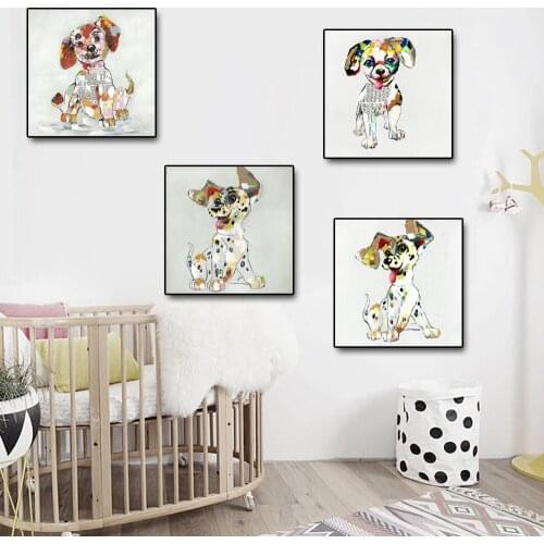 Watercolor Dogs Abstract Painting Posters and Prints Canvas Painting Nordic Minimalist Scandinavian Wall Picture for Kids Room