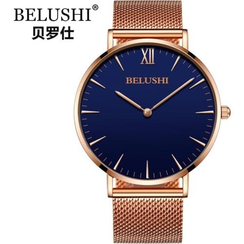 BELUSHI Watch Men Erkek Saat 2020 Fashion Luxury 5mm Ultra Thin Mesh Business Man Watch Male Clock Waterproof Relogio Masculino