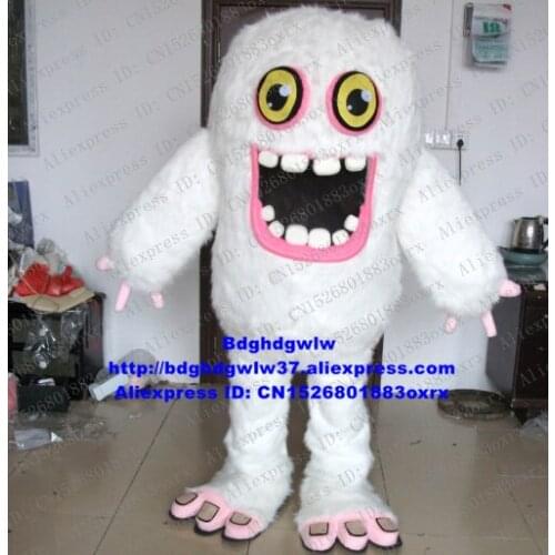 White Long Fur Snow Monster Snow Beast Wendigo Yeti Iceman Ice Man Snowman Mascot Costume Adult Walking Street Meeting zx2388
