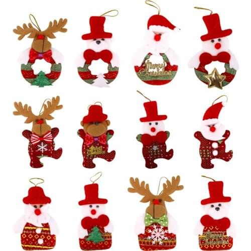 Big Sale! 12pcs Christmas cloth doll pendant Xmas Tree Ornaments Soft PVC Men Living Room Decorating Tools Festival Home Decor
