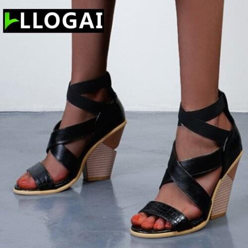 Peep Toe Black Fashion Platform Shoes Summer Women Wedge Heel Sandals 2021 New Leather Fish Mouth Cross-tied Gladiator Sandals