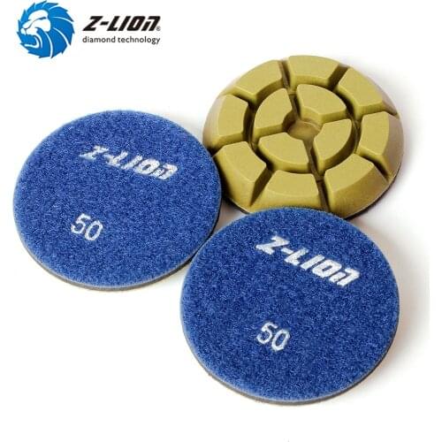 Z-LION Diamond Floor Polishing Pads 3 Inch 2pcs/3pcs Grinding Disc For Marble Stone 10mm Thickness Wet Polishing Wheel