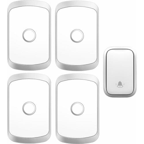CACAZI Self-powered Waterproof Wireless Doorbell No Battery Chime 150M Remote Home Door Bell US EU UK Plug 1 Button 4 Receiver