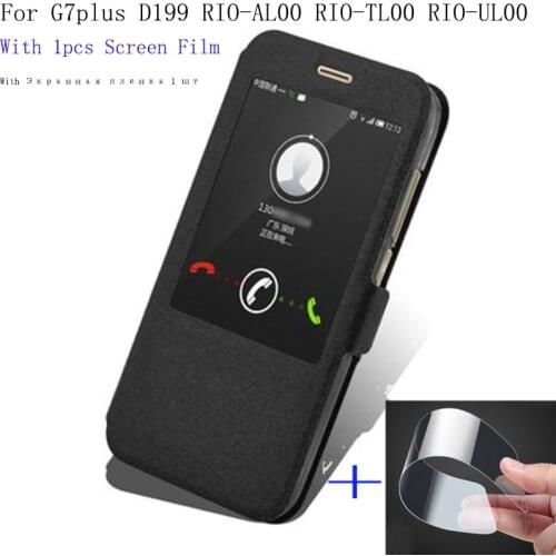 For Huawei G7plus back case cover View window PU Leather Case For Huawei G7 plus D199 RIO-AL00 RIO-TL00 Phone Cover shell case