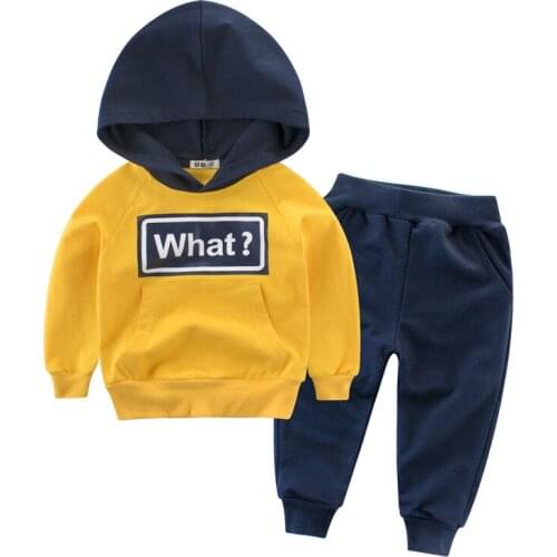 2019 Spring Kids Sets For Boys Letters Tops Pants Children Clothing Sets Casual Cotton Hooded Top Boys Clothes Two Piece Set