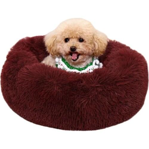 Long Plush Dog Bed Dogs Super Soft House Nest Kennel Dog Round Winter Warm Sleeping Puppy Cushion Mat Portable Cat Supplies