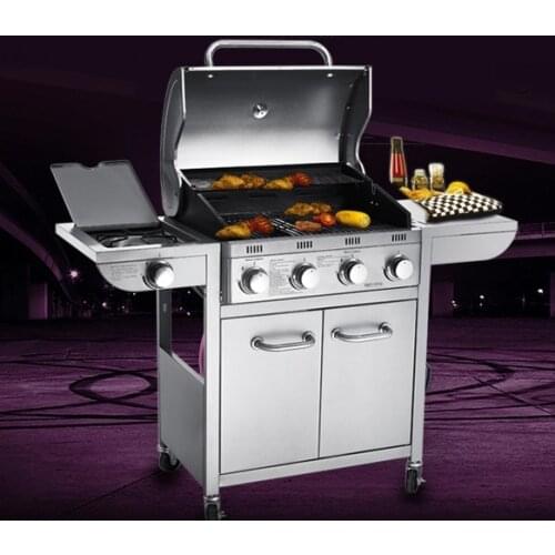 Five burners gas BBQ grill, gas stove,gas oven,outdoor all stainless steel gas BBQ grill with cover