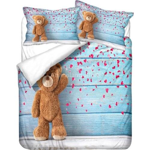 Toy Bear Bedding Set Kids 3d Scenery Bed Linen Quilt Duvet Cover Sets Home Textile Decor Twin Single Queen King Size Cartoon