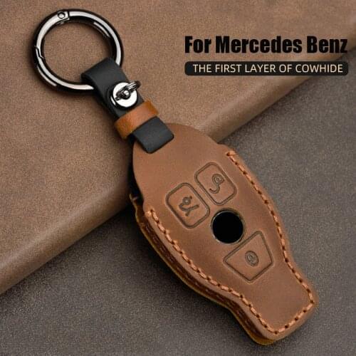 Leather Car Key Cover Case Shell Bag Protect Key Ring for Mercedes Benz 2017 E Class W213 2018 S class Accessories Covers