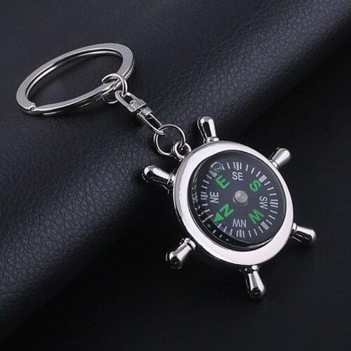 Creative Casual Helmsman Compass Model Key Chains Holder Alloy Keyring Souvenir Gifts J150