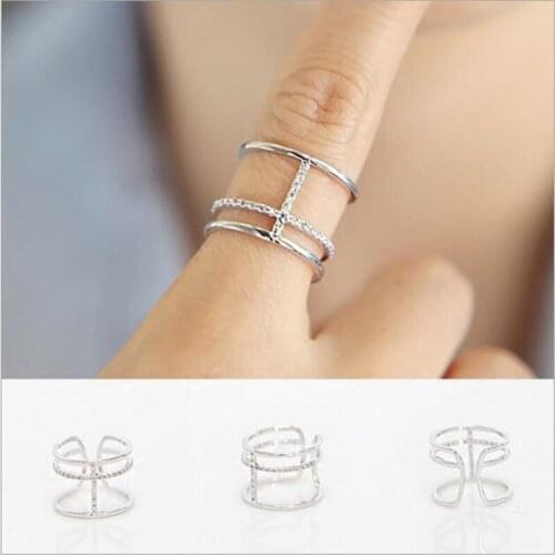Summer Vintage Crystal Chains Rings For Women Boho Geometric Female Finger Rings Party Bohemian Jewelry Korean Gift