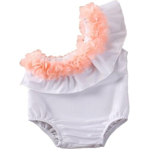 Summer Toddler Baby Girl One Piece Swimwear One Shoulder Ruffle Floral Bathing Suit Beachwear Girls Bikini Newborn Beachwear