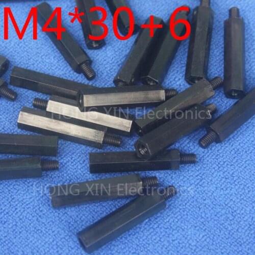 M4*30+6 Black 1pcs Nylon Standoff Spacer Standard M4 Plastic Male-Female 30mm Standoff Kit Repair Set High Quality