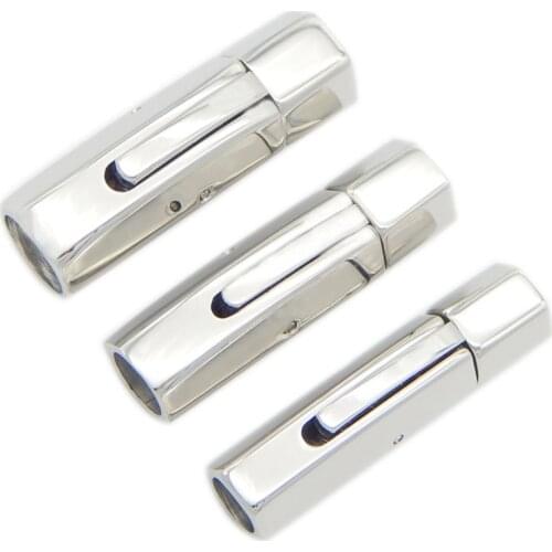 Silver Tone 316L Stainless Steel Hexagonal Column Magnetic Clasps Hooks Fits 3/4/5/6MM Round Leather Cord Bracelets End Clasps