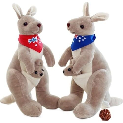 Kangaroo Doll Simulation Mother and Child Animal Model Play House PP Cotton Filling Plush Toys Mini Cute Kids Birthday Present