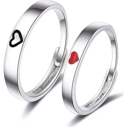 Fashion Lover Rings Romantic Jewelry Couples Adjustable Ring for Lovers Heart Anniversary 1 Piece