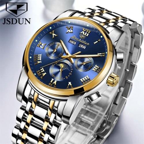 JSDUN 2021 Men Watches Top Brand Luxury Sapphire Watch Waterproof Automatic Mechanical Mens Watch Fashion Sport 316L Steel Clock