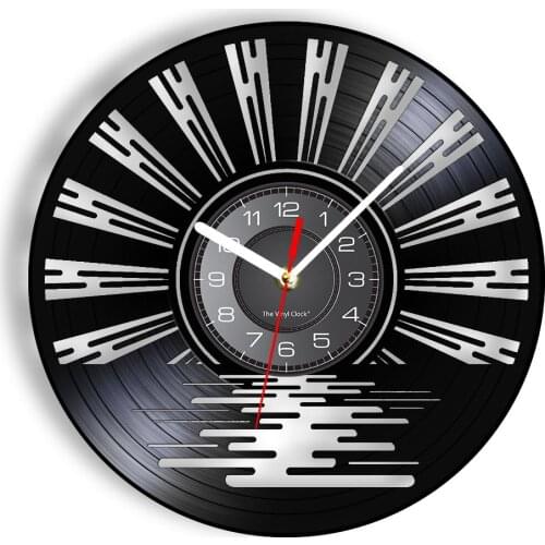 Sunrise At Sea Laser Cut Longplay Record Wall Clock Sunshine Glistening Sea Level Sunlight LED Backlight Wall Watch Modern Decor