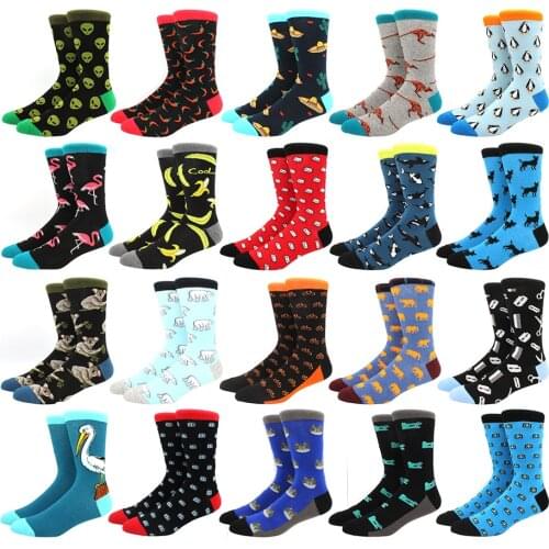 Men socks cotton funny Alien socks for man women novelty casual dressing color crew socks for happy wedding accessories gift