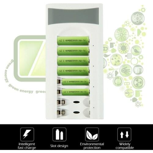 Newest 8 Slot Battery Charger For AA AAA NI-MH NI-CD Smart Rechargeable Batteries High-Speed Charging Overtemperature Protection