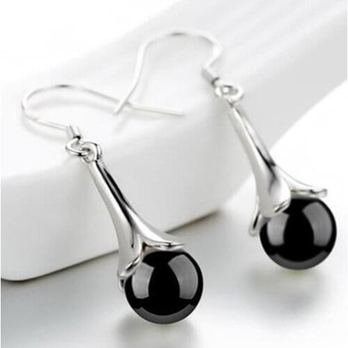 New Trendy VIntage Design Elegant Women Round Faux Opal Inlaid Flower Dangle Hook Earrings Jewelry Gift For Women Girls Wedding