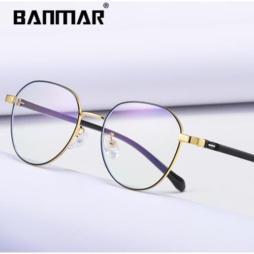 BANMAR Vintage Retro Metal Spectacles Frame For Women Men Anti Blue Light Ray Blocking Eye Glasses Frames Clear Lens Eyewear