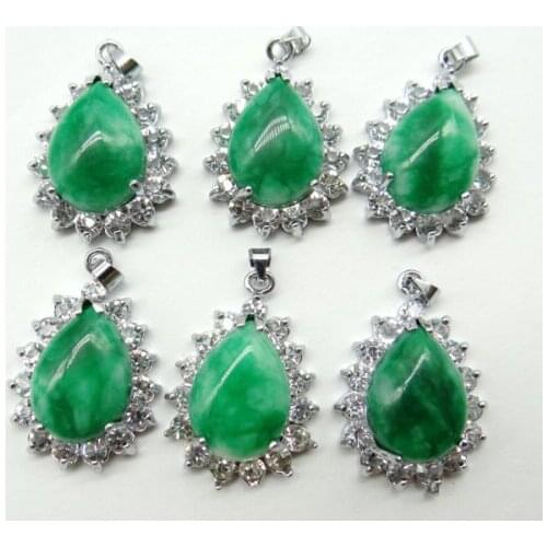 Wholesale Natural stone green Teardrop Agates Quartz crystal charm pendant for DIY Jewelry Making Necklace Accessories10pcs