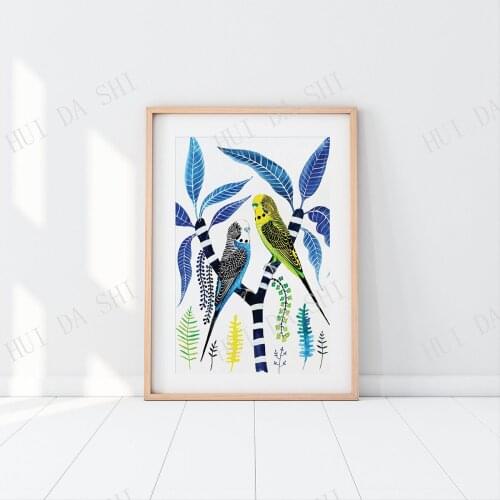 Bird lover gift, Budgie, Parakeet, Australia wall art, budgerigar, bird print, Frangipani, botanical art, Australian art
