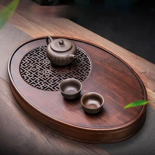 Water Storage Tea Tray Creative Round Chinese Style Tea Tray Bamboo Vintage Tea Accessories Bandeja Comida Teaware DI50CP