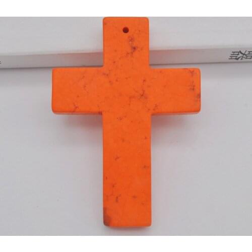 70x50MM 0range Howlite Cross GEM Pendant Jewelry For Woman Gift Loose Bead S106