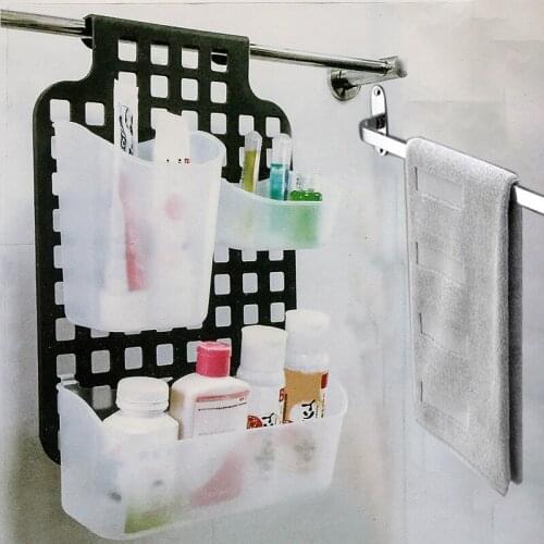 Bathroom Shelf Organizer With Hanger Wall Mounted Shampoo Spices Shower Storage Rack Holder Bathroom Accessories