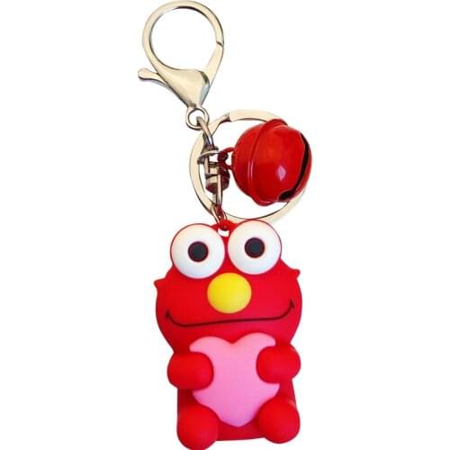 Popular Sesame Street Doll Bell Key chain Car Female Cute Cartoon Emo Cookie Strange Couple Bag Key chain Pendant for woman
