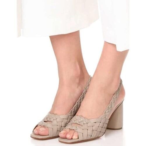 New Fashion Womens Sandals Hot Sale Open Toe Cross Braided Word Buckle Hollow Hhigh Heel Shoes Spring Summer Rome Sandals AB275