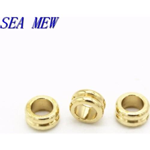 SEA MEW 100 PCS 3.5mm 3mm Fashion Metal Raw Brass Spacer Beads 2mm Hole Beads Tube Beads For Jewelry Making
