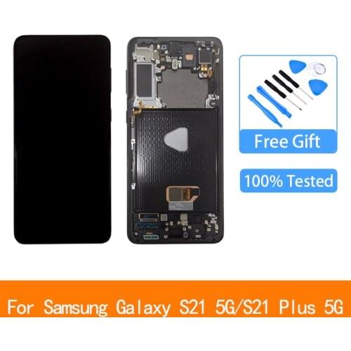 AMOLED For Samsung Galaxy S21+ S21LCD Touch Screen For Samsung S21 LCD Display Digitizer For S21 S21 Plus with Frame