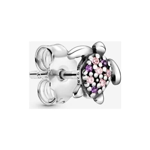 My Sea Turtle Single Stud Earring 925 Sterling Silver Earrings for Women Girl Wedding Ear ring Jewelry Gift Brincos