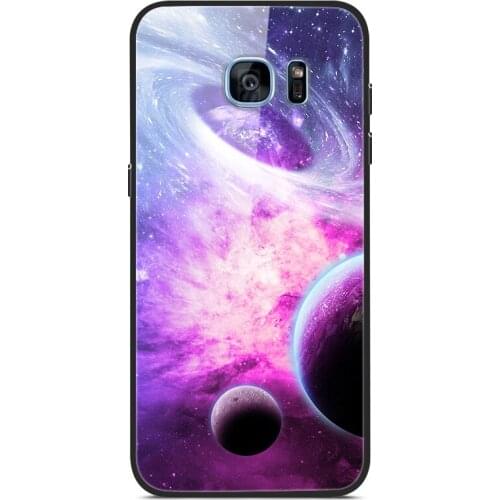 Glass Case For Samsung Galaxy S7 Phone Case Phone Cover Back Bumper Star Sky Pattern