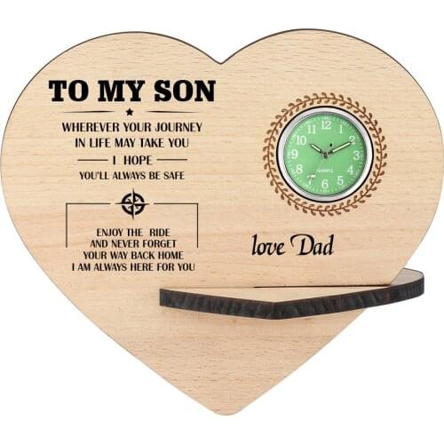 Home Decoration Heart Shape Printing Text Wooden Table Clock Mini Luminous Display Desk Clocks Support Customized Dropshipping