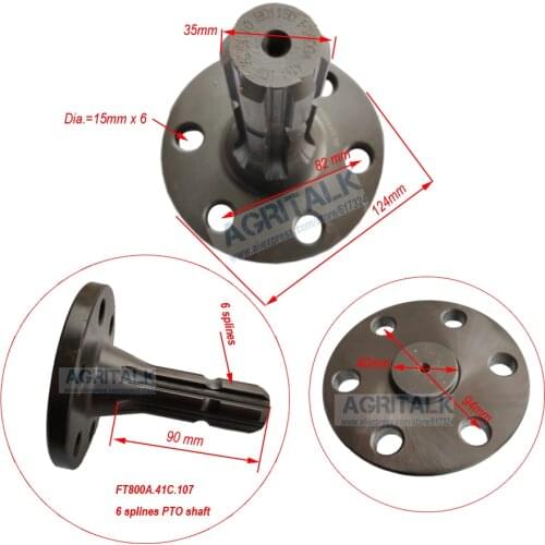 PTO shaft (6 / 21 splines) for Foton Lovol tractor TD824 series, part number: FT800A.41C.107 / FT800A.41D.107