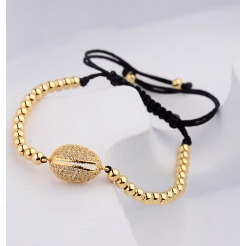 Womens Charm White CZ Shell Bracelets&Bangles Jewelry Weave Bracelet Adjustable Bracelet Accessory Gift