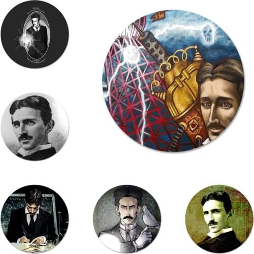 58mm Secrets About Nikola Tesla Icons Pins Badge Decoration Brooches Metal Badges For Backpack Decoration