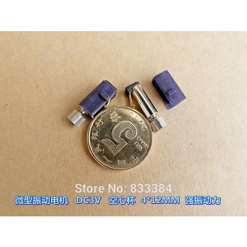 10Pcs DC3V 4*12MM coreless motor with vibration Mini vibration motor 2V-4.5V 40mA -90mA For cell phone with rubber sleeve